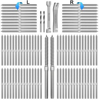 Imagem de Steel DN Mate Parafusos de aço inoxidável T316 com rosca para destros e canhotos para calço de madeira de 1/8 polegada, ferragem de trilho de deck, kit de balaústre de madeira faça-você-mesmo, 50 pares de 100 pacotes