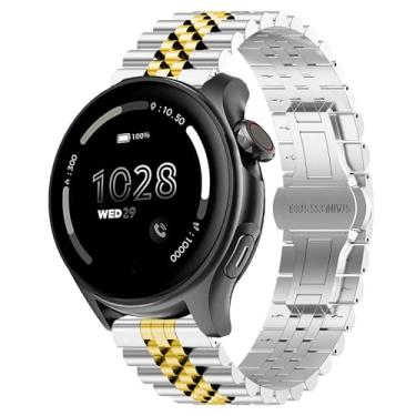 Imagem de Pulseira de relógio inteligente Cubitt Viva Pro, pulseira de metal de aço inoxidável Lamshaw com fecho dobrável de borboleta compatível com relógio inteligente Cubitt Viva Pro, Viva, Aura Pro, Aura