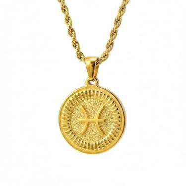 Imagem de Colar com pingente de constelação banhado a ouro 18K, corrente de corda ajustável, impermeável e antioxidante, colares do zodíaco masculino e feminino, embalagem de caixa de presente, presente de