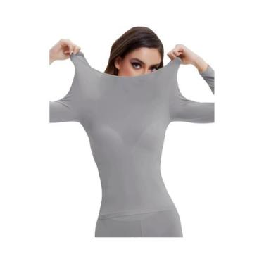 Imagem de Camiseta Térmica Feminina De Manga Longa Fina Para Outono Inverno L-XL