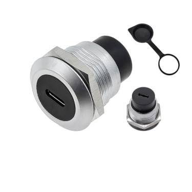 Imagem de 1 unidade de módulo de soquete redondo de metal tipo D RJ45 reto através de rede USB2.0 USB3.0 conector painel montagem HDMI CAT6 (Tipo-Cprata e tampa)