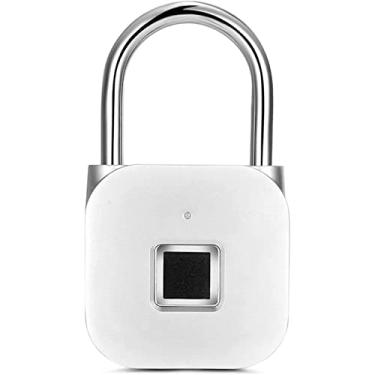 Imagem de Feiyx Cadeado inteligente de impressão digital, IP65, à prova d'água, sem chave, antirroubo, recarregável, USB, extremamente longo, em modo de espera, para academia, escola