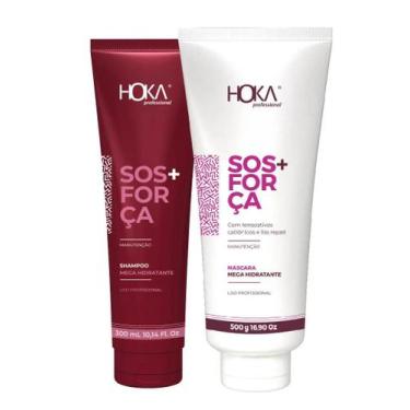 Imagem de Kit sos + força shampoo e máscara hidratante desmaia cabelo hoka