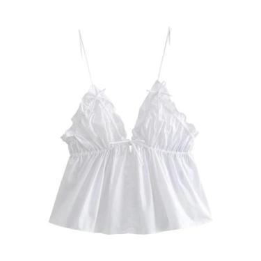 Imagem de Blusa Feminina Sem Mangas Com Laço Em Popeline, Moda De Verão, Top Cro