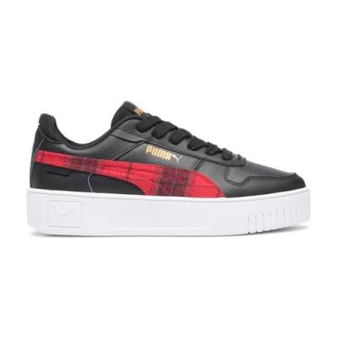 Imagem de PUMA Tênis infantil feminino Carina Street Punk xadrez com cadarço casual - preto, Preto-puma dourado, 18