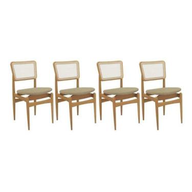 Imagem de Cadeiras Cozinha Stela 1CMM013CA Premium Madeira Maciça Kit 4 Un Carva