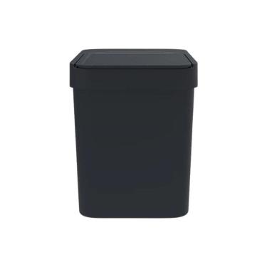 Imagem de Lixeira Cozinha Banheiro 5L Preta  Porta Puxa Saco Soprano