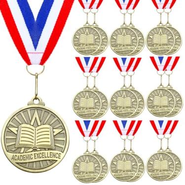 Imagem de Cunno 20 peças, medalhas de ouro de 5 cm, medalhas de vencedor em massa com fitas de pescoço incentivam a participação em equipes para adultos Troféu Prêmio Prêmio Presente Competições Festa de