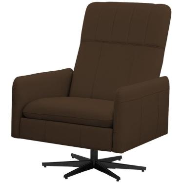 Imagem de Poltrona Decorativa Giratória Retrátil Reclinável Lutor L06 Couro Marrom - Lyam Decor