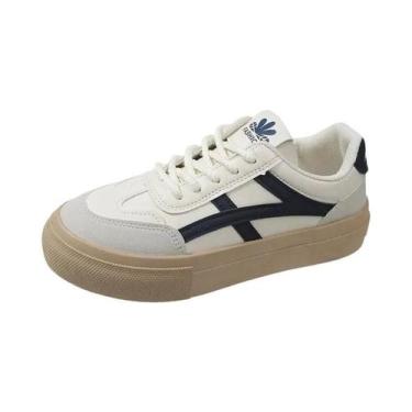 Imagem de Tênis Chunky Plataforma Preto E Branco Feminino Em Couro Fosco Com Aum