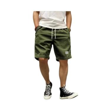 Imagem de Shorts De Basquete Masculinos De Verão Em Corduroy, Cintura Elástica, 