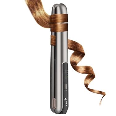 Imagem de Alisador e modelador de cabelo sem fio 2 em 1, mini chapinha portátil com recarregável, mini modelador de cachos para viagens, dourado