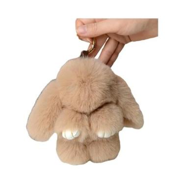 Imagem de Chaveiro De Pelúcia Macio E Fofo De 15cm Com Pompom De Pelo De Coelho 