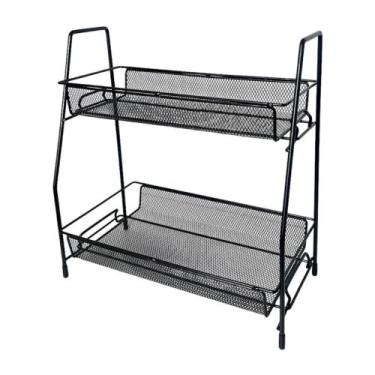 Imagem de Prateleira Organizador De Mesa 2 Andares Dupla Multiuso Em Metal Para 