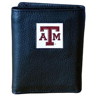 Imagem de Carteira masculina NCAA Siskiyou Sports Texas A&M Aggies Deluxe de couro com dobra tripla embalada em caixa de presente, tamanho único, preta