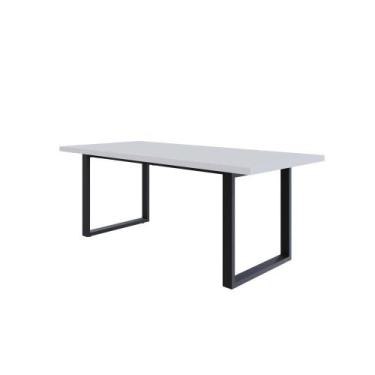 Imagem de Mesa de Jantar Queens R 200x90x77cm - Compace, Branco TX/Est.Preta