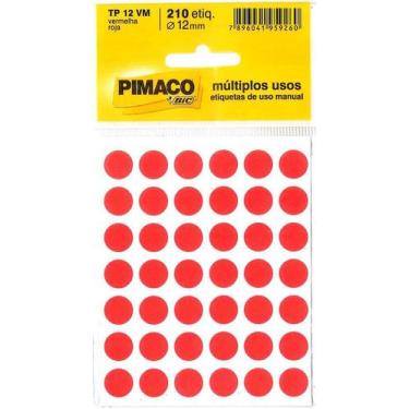 Imagem de Etiqueta Para Identificação Tp-12 Vermelha 12 Mm Com 210 Etiquetas Pim