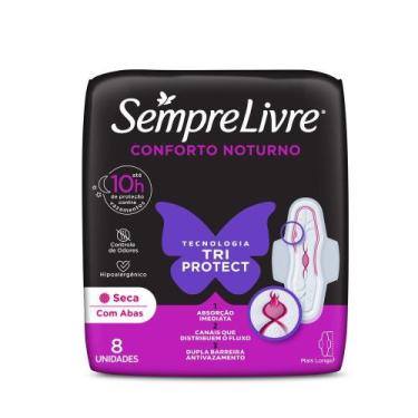 Imagem de Absorvente Sempre Livre Noturno Seca Com Abas Com 8 Unidades
