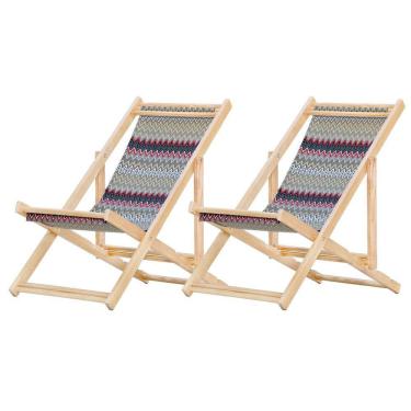 Imagem de Kit 2 Cadeira Espreguiçadeira Dobrável S-b-chevron Vermelho