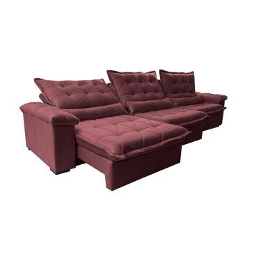 Imagem de Sofá Retrátil E Reclinável 3,85M Cama Inbox Big Fresh Com Softgel D40 Velupluma Vinho