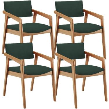 Imagem de Kit 04 Cadeiras Para Sala De Jantar Estar Living Giorgia B04 Suede Verde Musgo