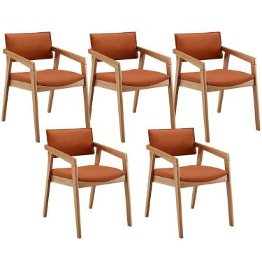 Imagem de Kit 05 Cadeiras Para Sala De Jantar Estar Living Giorgia B04 Tecido Terracota