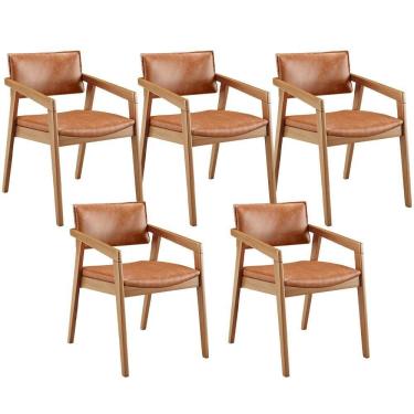 Imagem de Kit 05 Cadeiras Para Sala De Jantar Estar Living Giorgia B04 Couríssimo Camel