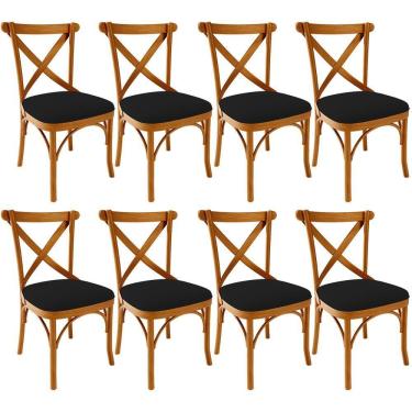 Imagem de Kit 08 Cadeiras Para Sala De Jantar E Estar Living Estofada ávila L02 Suede Preto - Lyam