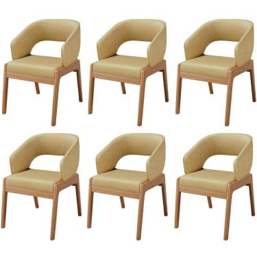 Imagem de Kit 06 Cadeiras De Jantar E Estar Living Estofada Lince L02 Couríssimo Casco Fendi - Lyam Decor