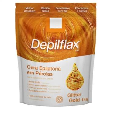 Imagem de Cera Depilatória Pérola Glitter Gold Corporal Depilflax 1kg