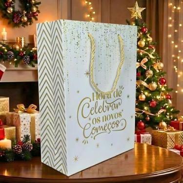 Imagem de Sacola De Presente Celebração 27 X 19,4 X 8,6cm Boas Festas - Casa Pal