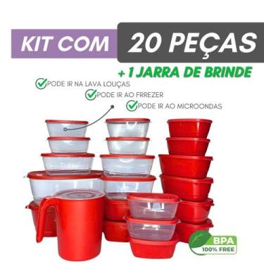 Imagem de Pote de plástico Kit 21 peças Vasilhas Com Tampa Depósito para Aliment