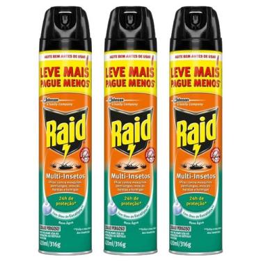 Imagem de Kit 3 Raid Multi Insetos Aero Base Agua Eucalipto 420ml