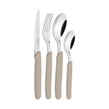 Imagem de Faqueiro Tramontina Carmel Com Laminas Em Aço Inox E Cabos De Polipropileno Natural Medio 24 Peças