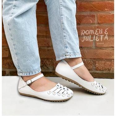 Imagem de sapatilha de couro feminina estilo retrô cor branca Izabela Araújo, Br