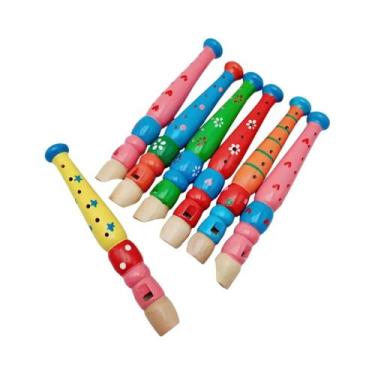 Imagem de Flauta De Madeira Infantil Com Desenhos Animados De 6 Furos E Gaita De