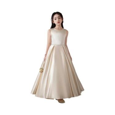 Imagem de Vestido Longo Elegante Para Meninas Adolescentes Em Champagne Com Gran