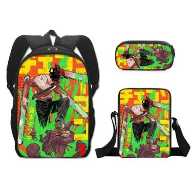 Imagem de Conjunto de mochilas Chainsaws Mans Denjis Cartoon Kids Nylon - Yiweis