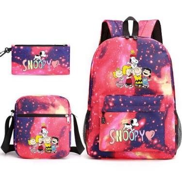 Imagem de Conjunto de mochilas Snoopy Cartoon Kids School Nylon 3 unidades - yiw