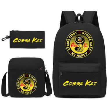 Imagem de Conjunto de mochilas Cobras Kais Cartoon Kids School Nylon 3 unidades 