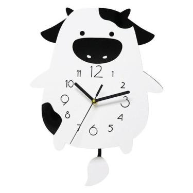 Imagem de Relógio de parede Cartoon Cow Silent Non-Ticking 28x37cm acrílico - yi