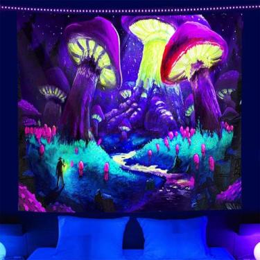 Imagem de Estética de sala de parede de cogumelos fluorescentes de tapeçaria 150