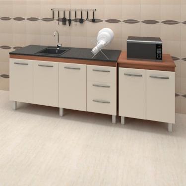 Imagem de Balcao Pia 150cm E Multiuso 2 Portas 70cm Savana Off White Mobbs Savana Off White