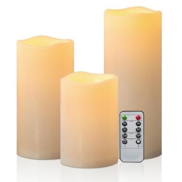 Imagem de Velas sem chama, LED à prova d'água Yongmao, cintilante, conjunto de 3