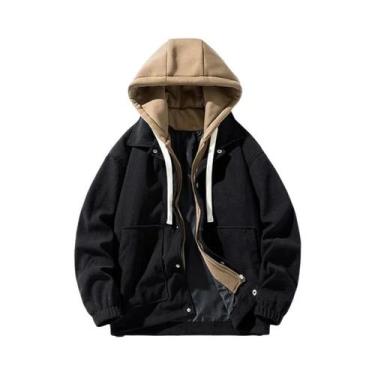 Imagem de Jaqueta Masculina De Corduroy Com Forro De Fleece E Capuz, Casual Para