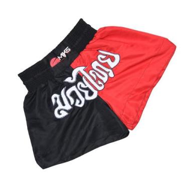 Imagem de Shorts Muay Thay Mks Combat Preto e Vermelho, P