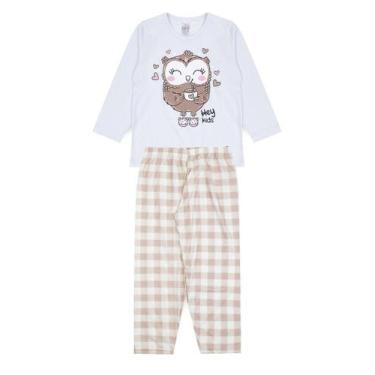 Imagem de Pijama Infantil Feminino Inverno Coruja - Hey Kids Branco - HeyKids, B
