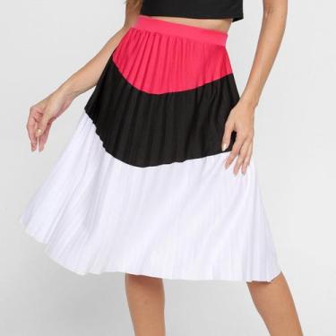 Imagem de Saia Midi Recoletta Plissada 3 Cores, Rosa, Preto, M
