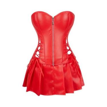 Imagem de Conjunto De Vestido E Saia Em material sintético Estilo Punk Gótico Pa