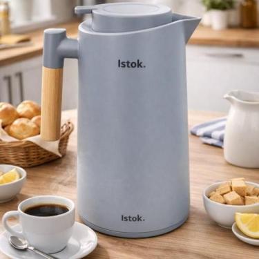 Imagem de Garrafa Térmica Amsterdã 1L Design Moderno Cabo de Madeira - Sem Marca